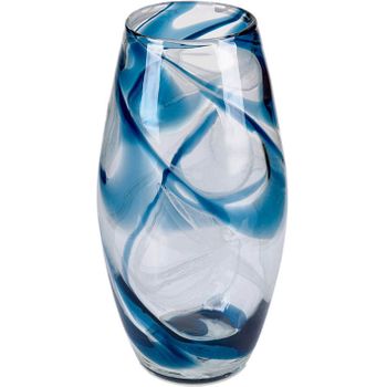 Jarron 30cm Cristal Blanco, Azul Y Marron Indigo