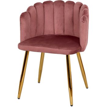 Silla Concha 59*77*55 Terciopelo Rosa Patas Doradas Metal Estela