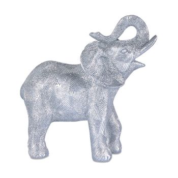 Elefante 25cm Plateado Brillante Lineas Diddy