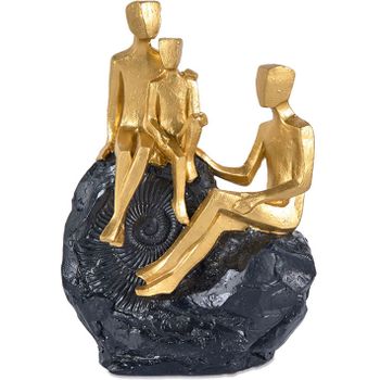 Figura Familia 14*21 3 Personas Sobre Roca Negra Silk