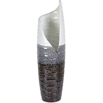 Jarron 49cm Mosaico Gris Y Blanco Ceramica Prometeo