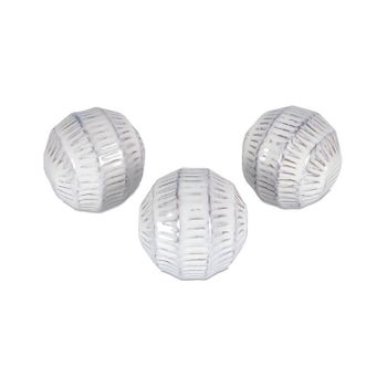 Juego De 3 Bolas 10cm Blanco Ceramica Creta