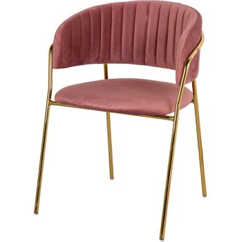 Silla Semicircular 55*77*46 Terciopelo Rosa Pata Dorada Gloss