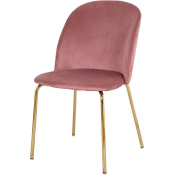 Silla 47.5*84*57.5 Terciopelo Rosa Trasera Rombos Pie Dorado Lux