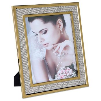 Portafoto 20*25 Tela Rombos Beige Metal Dorado Sintra