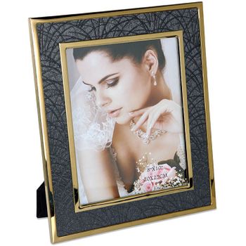 Portafoto 20*25 Pu Negro Ondas Metal Dorado Sintra