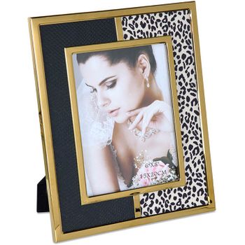 Portafoto 15*20 Pu Negro Leopardo Metal Dorado Sintra