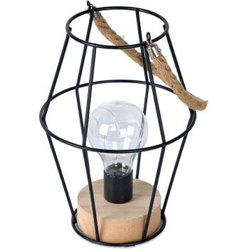 Candelero 20cm Tira Metal, Cuerda Y Madera Led Incluye Bombilla Spring