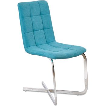 Silla De Tela Azul, Pie Cruz Cromado Plateado, 40*87*45 Ibiza