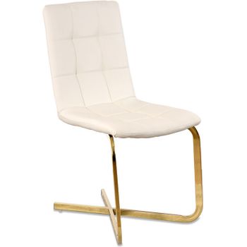 Silla De Pu Blanco, Pie Cruz Cromado Dorado 40*87*45 Ibiza