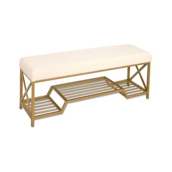 HOMCOM Banqueta Pie de Cama con Almacenamiento y Reposabrazos para  Dormitorio Salón Pasillo 146,5x49x74,5 cm Gris Claro