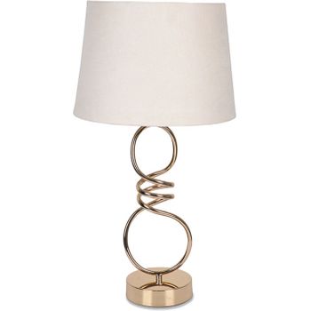 Sobremesa Espiral De Metal En Color Dorado Con Tulipa Beige Twist