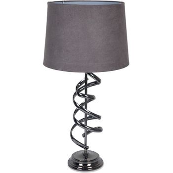 Lampara Sobremesa De Espiral De Metal En Color Gris Oscuro Con Tulipa Gris Twist