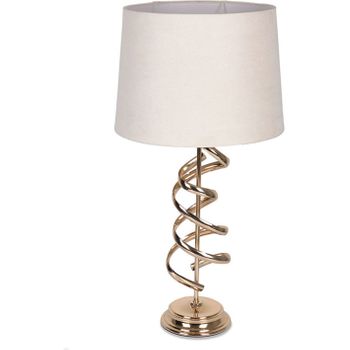 Lampara Sobremesa De Espiral De Metal En Color Dorado Con Tulipa Beige Twist