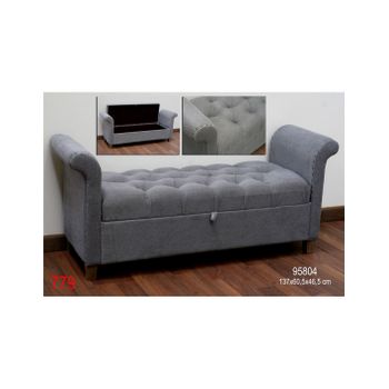 Pie De Cama Con Almacenaje 137*60.5*46.5 Gris Jaspeado