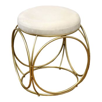 Taburete 42*50 Metal Terciopelo Beige Circulo