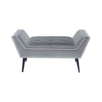 Sillon de Terciopelo Con Brazos Gris Capitone Patas Negras 62*85*63 Leonor