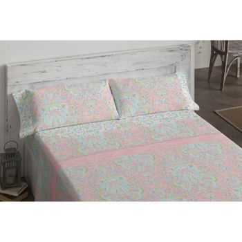 Juego Sábanas 3 Piezas Verano 118 Burrito Blanco Cama 105 Cm Coral