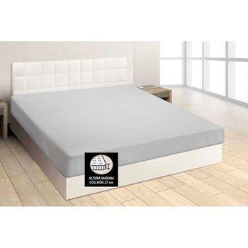 Sábana Bajera Ajustable Algodón/poliéster Burrito Blanco 105cm Gris