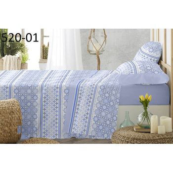 Juego Sábanas 3 Piezas Verano 520 Burrito Blanco Cama 105 Cm Azul