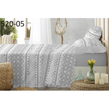 Juego Sábanas 3 Piezas Verano 520 Burrito Blanco Cama 105 Cm Gris