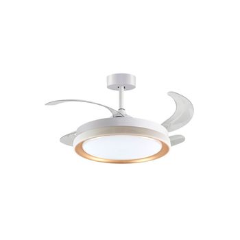 Ventilador De Techo Kigali Mini Bel Air 48w 4 Aspas Retráctiles Blanco/oro Ø91 Cm