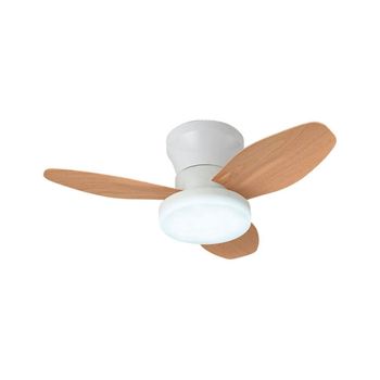 Ventilador De Techo Tauros Bel Air 48w 3 Aspas Mando A Distancia Blanco/madera Ø70 Cm