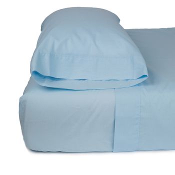 Funda De Almohada Poliéster-algodón En Colores Lisos. 2x (50x85cm) Azul Celeste