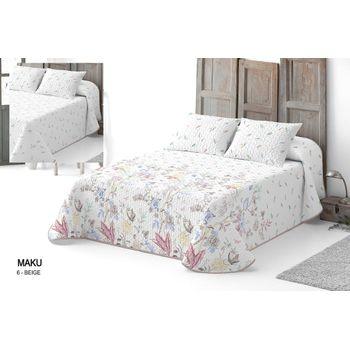 Colcha Bouti Estampada Cosida Reversible Para Cama De 150 Cm Blanco/ Pastel  Samui + Cojines con Ofertas en Carrefour