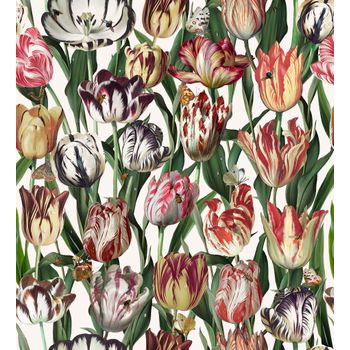 Papel Pintado, Estampación Digital Sobre Tejido-no Tejido, Pvc Free, Con Tintas Ecológicas Hp Latex. Colección Floral. 68 Cm X10 Mt. Cubre 6,80 M2. Tulips Color 01. Made In Spain