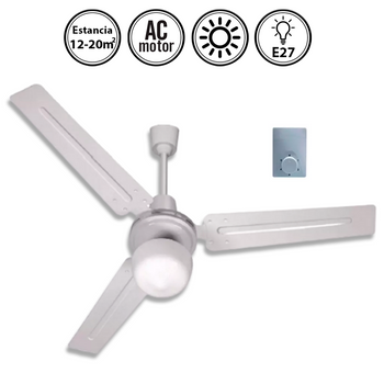 Ventilador De Techo Blanco Con Luz 90d