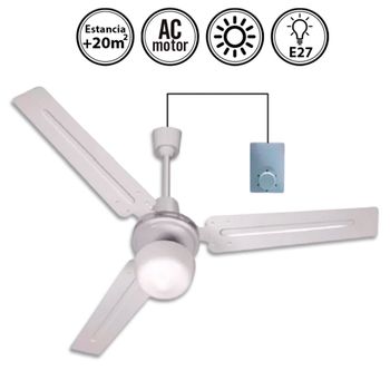 Ventilador De Techo Blanco Con Luz 120d