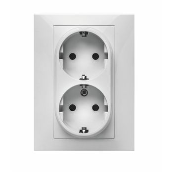 Base de enchufe schuko doble 16 A 250V~ con dispositivo de seguridad, led y  embornamiento 1Click® blanco Simon 500 Cima