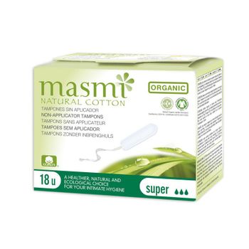 Tampones De Algodon Super Sin Aplicador Bio 18ud Masmi