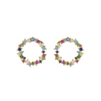 Pendientes Luxenter  De Plata De Ley 925 Con Circonita Multicolor Acabados En Oro Amarillo De 18k - Thilak