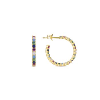 Pendientes Luxenter De Plata De Ley 925 Con Circonita Multicolor Acabados En Oro Amarillo De 18k - Azarlo