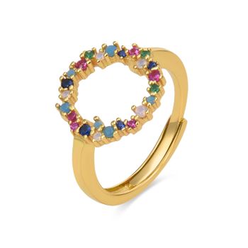 Anillo Luxenter De Plata De Ley 925 Con Circonita Multicolor Acabado En Oro Amarillo De 18k - Thilak