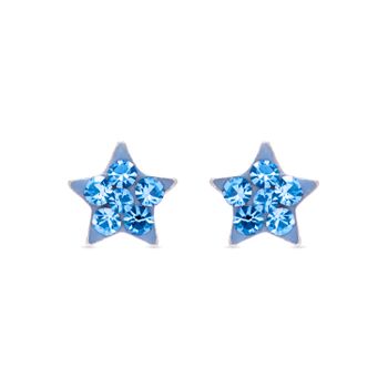 Pendientes Estrella De Plata De Ley 925 Y Circonita Azul Acabados En Rodio