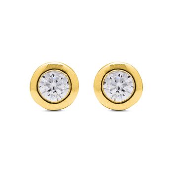 Pendientes Luxenter De Plata De Ley 925 Con Circonita Brillante Acabados En Oro Amarillo De 18k - Zaja