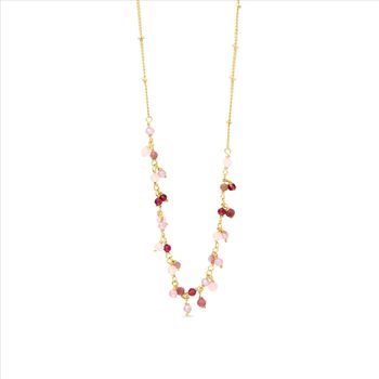Collar Luxenter Wyrm Cristal Rosa Acabado En Oro Amarillo De 18 Quilates