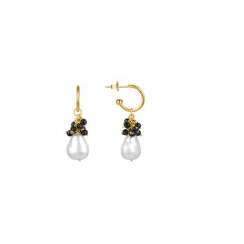 Pendientes Luxenter De Plata De Ley 925 Con Cristal Negro Acabados En Oro Amarillo De 18k - Sahme