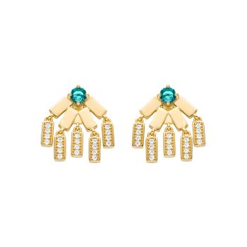 Pendientes Luxenter De Cristal Verde Acabados En Oro Amarillo De 18k - Paiga