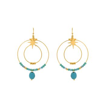 Pendientes Luxenter De Turquesa Acabados En Oro Amarillo De 18k- Tuba