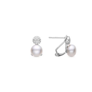 Pendientes Luxenter De Plata De Ley 925 Con Perla Blanca Acabados En Rodio - Naral