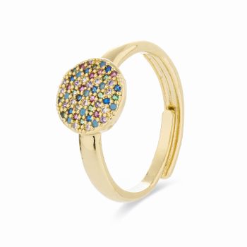 Anillo Luxenter Con Circonita Multicolor Acabado En Oro Amarillo De 18k - Cuix