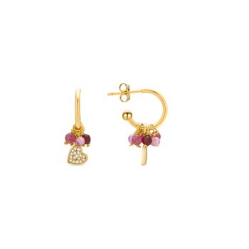 Pendientes Luxenter De Plata De Ley 925 Y Cristal Rosa Acabados En Oro Amarillo De 18k - Corazã³n