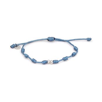 Pulsera Luxenter De Plata De Ley 925 Con Algodon Azul Acabada En Rodio - Harai