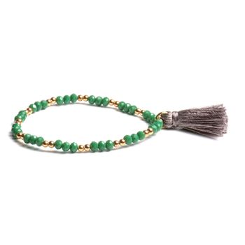 Pulsera Luxenter De Cristal Verde Acabada En Oro Amarillo De 18k - Adia