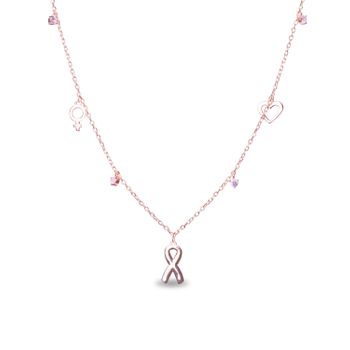 Collar Luxenter Lazo De Plata De Ley 925 Y Circonita Turmalina Rosa Con Acabado En Baño De Rodio