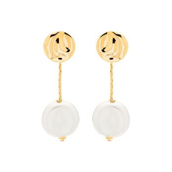 Pendientes Luxenter Vidthas Perla Blanca Acabado En Oro Amarillo De 18 Quilates